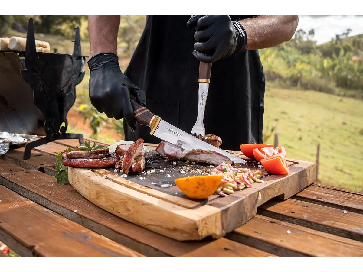 Kit para Churrasco 8" Zakharov Picanheira Especial Garfo no Estojo de Madeira