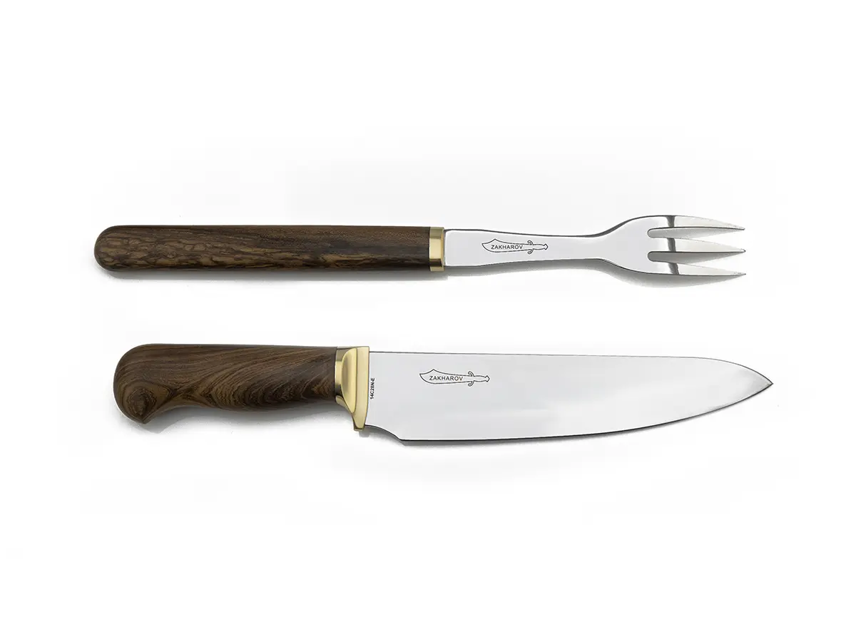 Kit para Churrasco e Cozinha 8" Zakharov Chef Garfo no Estojo de Madeira