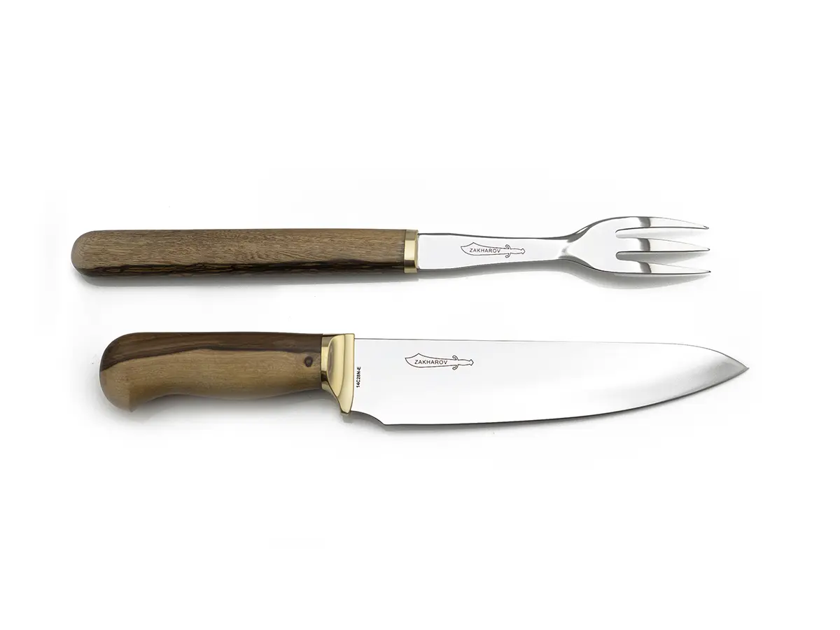 Kit para Churrasco e Cozinha 8" Zakharov Chef Garfo no Estojo de Madeira