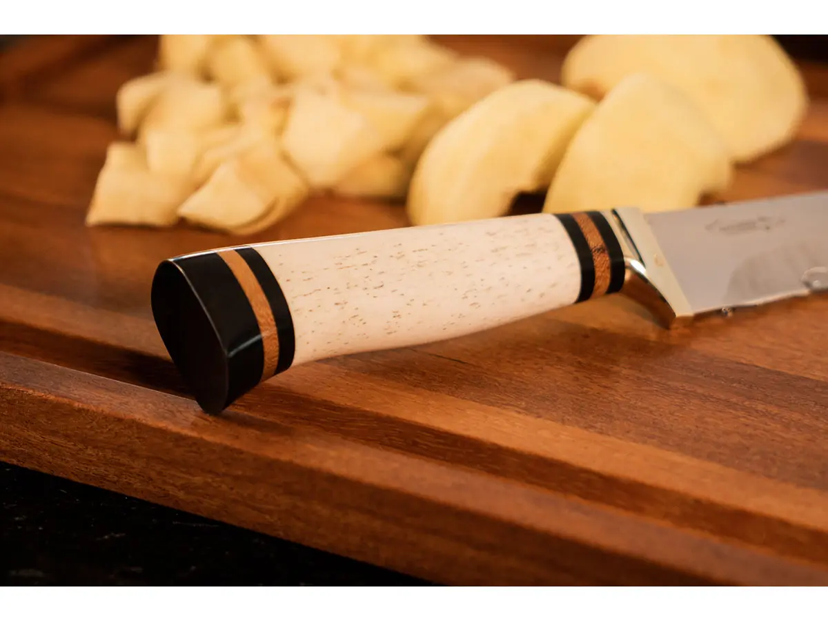 Faca Zakharov Chef Petit 5'' Cabo de Osso Cozinha na Bainha Preta