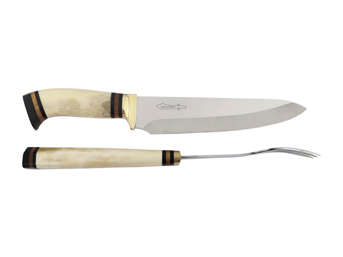 Garfo Artesanal p/ Churrasco Cabo em Osso 33cm - Zakharov