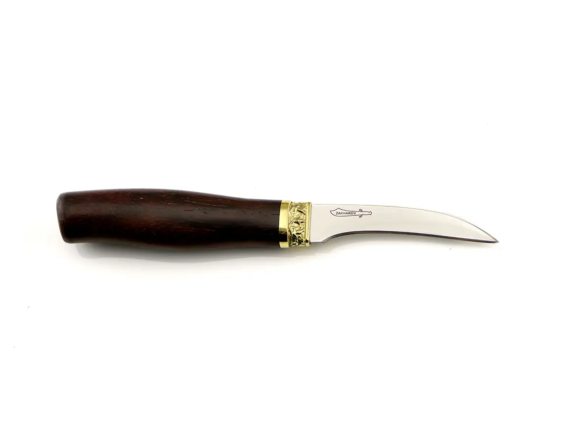 Faca para Tornear 3" Zakharov Chef Peel na Bainha de Couro Caramelo