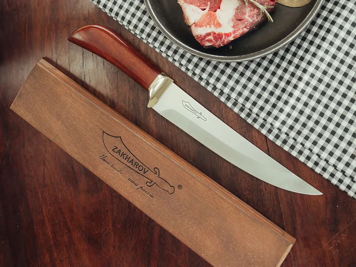 Faca para Churrasco 8" Zakharov Picanheira no Estojo de Madeira