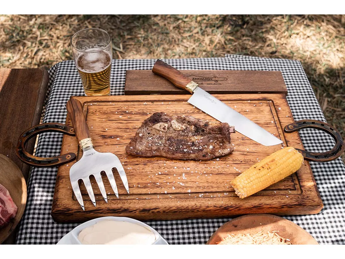 Kit para Churrasco Zakharov Texana Grill 9'' no Estojo de Madeira