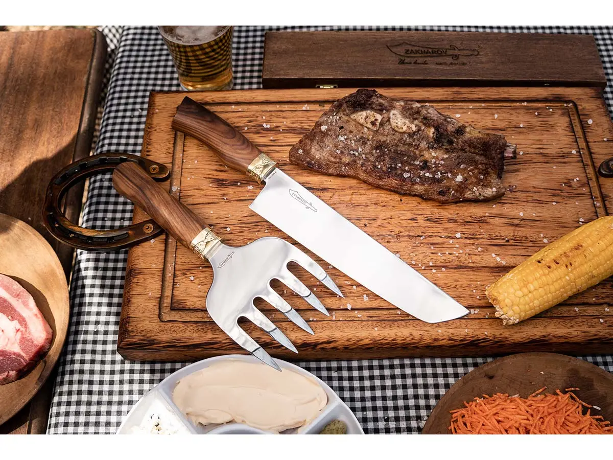 Kit para Churrasco Zakharov Texana Grill 9'' no Estojo de Madeira