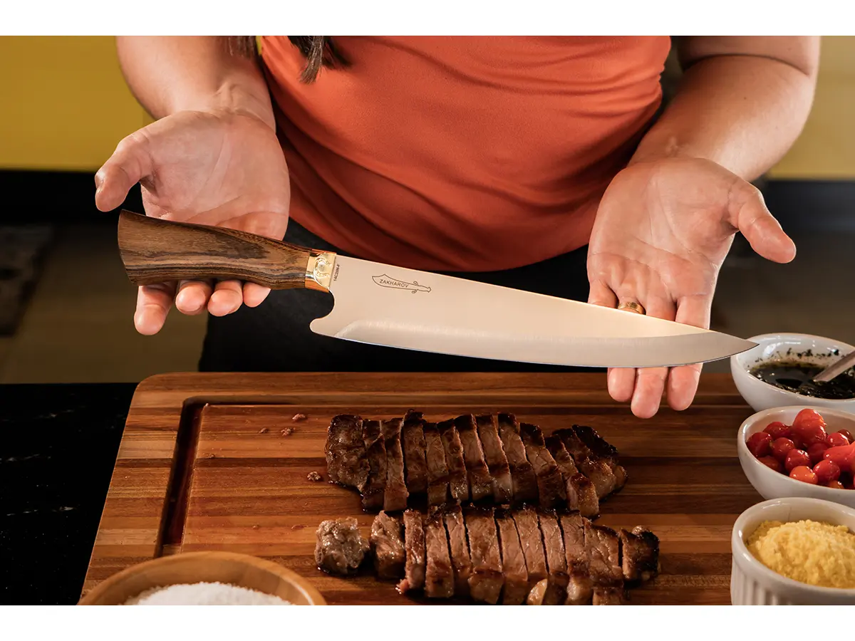 Faca para Churrasco e Cozinha Zakharov Pampeana 10” no Estojo de Madeira